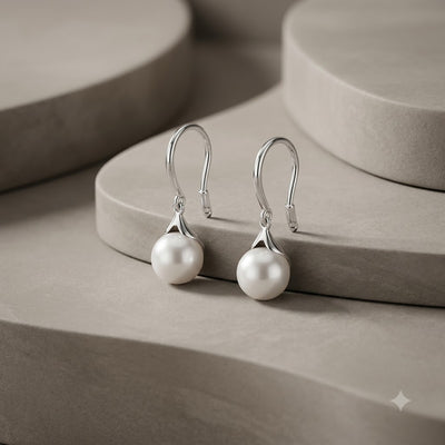 Pearl Drop Earrings for Women – Elegant Silver Tone
