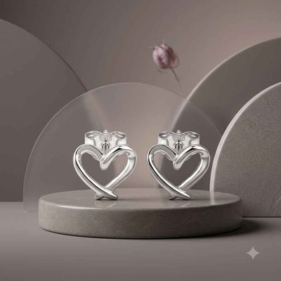 Silver Heart Stud Earrings for Women – 925 Inspired Design