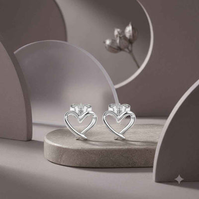 Silver Heart Stud Earrings for Women – 925 Inspired Design