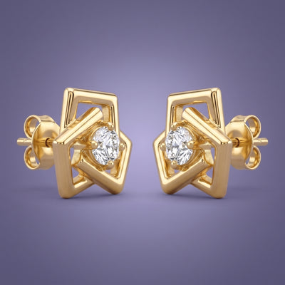 Interlocking Geometric Star Zirconia Stud Earrings