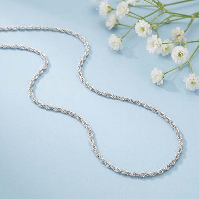 Silver Twisted Rope Chain for Women Fine Silver Elegant Necklace