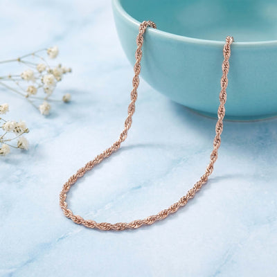 Elegant Rose Gold Rope Chain for Women Minimalist Fine Silver Jewelry