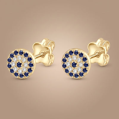 Evil Eye Sapphire Zirconia Stud Earrings in Flaneur 925 Silver