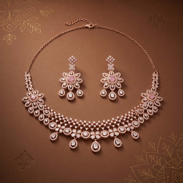 Rose Gold Floral Filigree Necklace Set - Flâneur Global® | FG | 925 Fine Silver Jewelry & Accessories