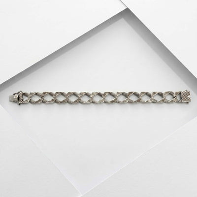 Textured Diamond-Pattern Curb Link Bracelet