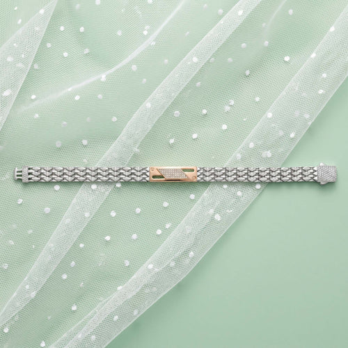 Dual-Tone Pavé Lattice Gents Bracelet