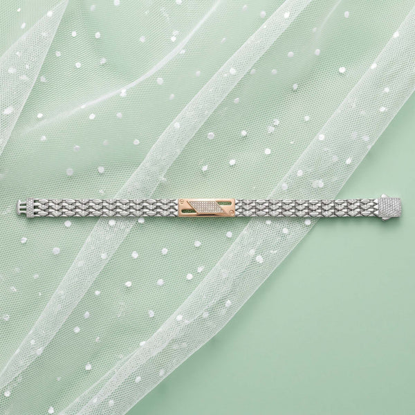 Dual-Tone Pavé Lattice Gents Bracelet - Flâneur Global® | FG | 925 Fine Silver Jewelry & Accessories