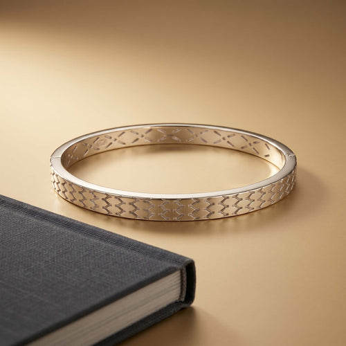 Interlocking Geometric Silver Gents Kada