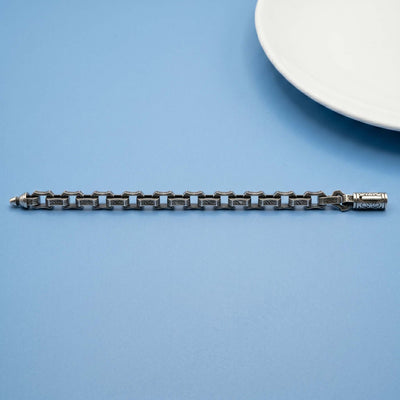 Oxidized Tribal Link Sterling Silver Bracelet