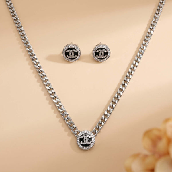 Curb Chain Interlocking CC Necklace Set - Flâneur Global® | FG | 925 Fine Silver Jewelry & Accessories