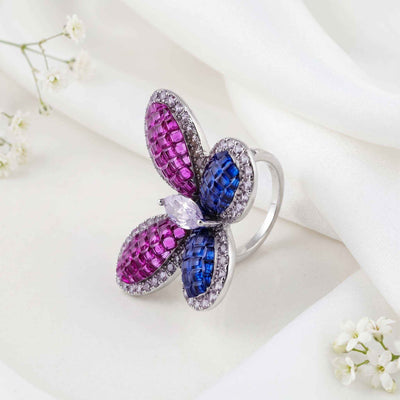 Butterfly Design CZ Statement Ring