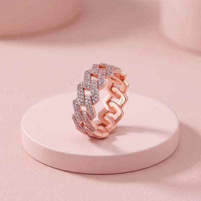 Pave Cuban Link Rose Gold Band for her