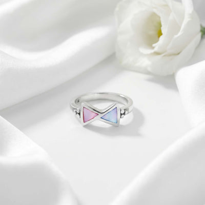 Mother-of-Pearl Triangle Motif Silver Ring for her