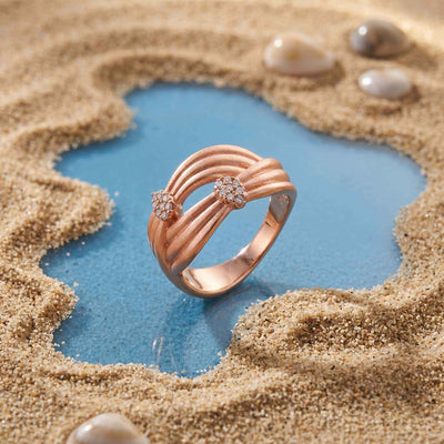 Braided Multi-Row CZ Rose Gold Ring for her