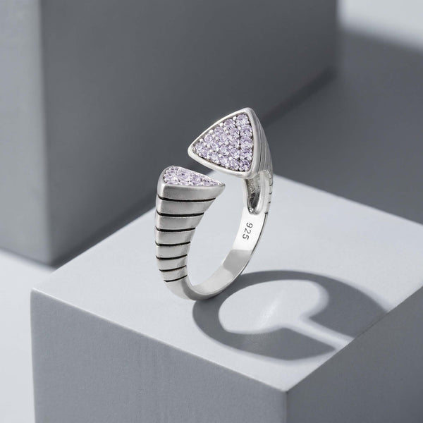 Open Triangle Pave Silver Ring for her - Flâneur Global® | FG | 925 Fine Silver Jewelry & Accessories