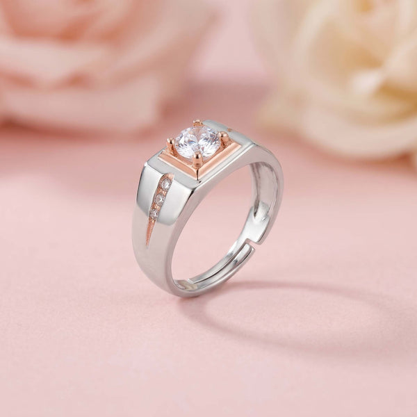 Two-Tone Square Set CZ Silver Ring for her - Flâneur Global® | FG | 925 Fine Silver Jewelry & Accessories