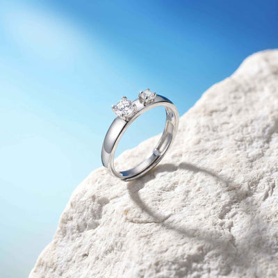 Two Stone CZ Silver Ring for her