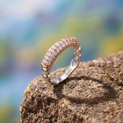 Two-Tone Pave Dome Silver Ring for her
