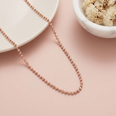 Rose Gold Ball Bead Chain for Women Delicate Fine Silver Necklace