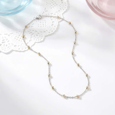Dainty Silver Bead Station Chain for Women Minimalist Satellite Jewelry Elegant Fine Chain