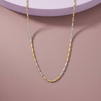 Refined Two Tone Tube Link Chain for Women Gold and Silver Minimalist Fine Jewelry