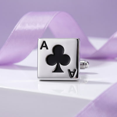 Ace of Clubs Antique Finish Sterling Silver Cufflinks