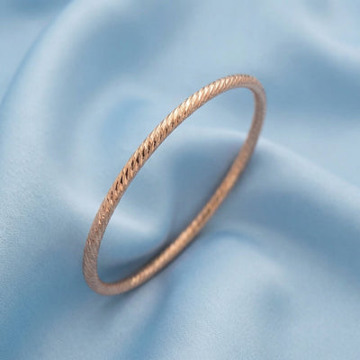 92.5 Fine Silver Twisted Textured Bangles in Rose Gold Finish