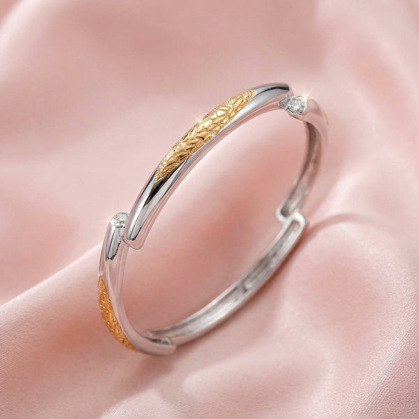 92.5 Sterling Fine Silver Dual-Tone Textured Inner Gallery Bangles - Flâneur Global® | FG | 925 Fine Silver Jewelry & Accessories