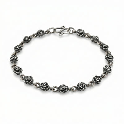 Oxidized Rose Motif Link Bracelet