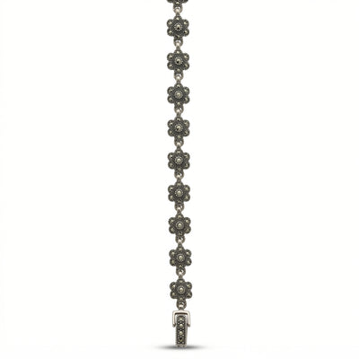 Vintage Marcasite Floral Daisy Link Bracelet