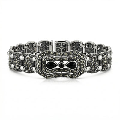 Handcrafted Oxidized Rose Link Bracelet