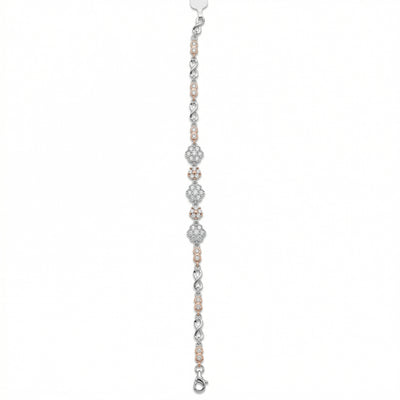 Dual-Tone Floral & Infinity Sparkling Link Bracelet