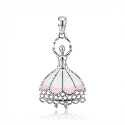 Ballerina Dancer Pendant with White Enamel Detail