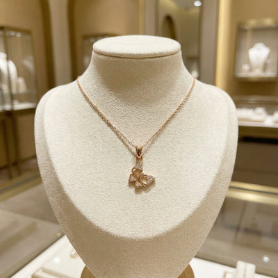 Butterfly Pendant with Zirconia Accents In  Fine Silver Rose Gold