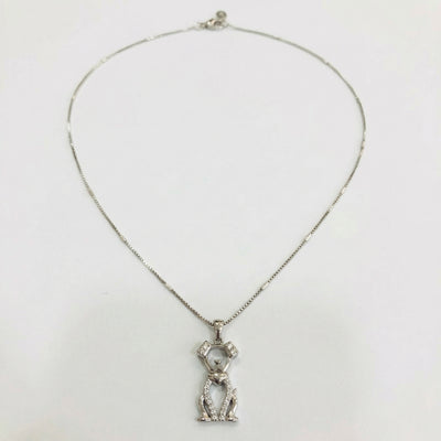 92.5 Fine Silver Playful Puppy Dog Pendant with Zirconia Accents