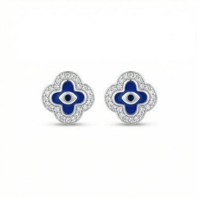 Evil Eye Halo Stud Sparkling  Earrings