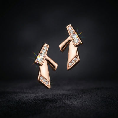 92.5 Fine Silver Rose Gold Geometric Origami Bird Stud Earrings