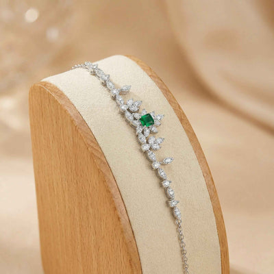 Sparkling Zirconia Emerald Floral Bracelet