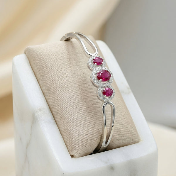 92.5 Fine Silver Sparkling Ruby Zirconia Trio  Bracelet - Flâneur Global® | FG | 925 Fine Silver Jewelry & Accessories
