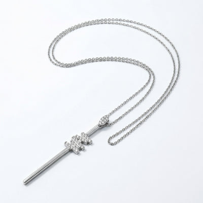 92.5 Fine Silver Sparkling Zirconia Geometric Slide Pendant