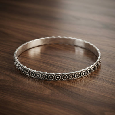 Vintage Mandala Oxidized Silver Bangle