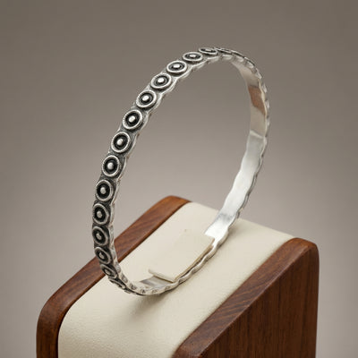 Vintage Mandala Oxidized Silver Bangle