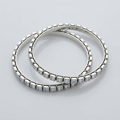 Icy Prism Princess Cut Silver Bangle