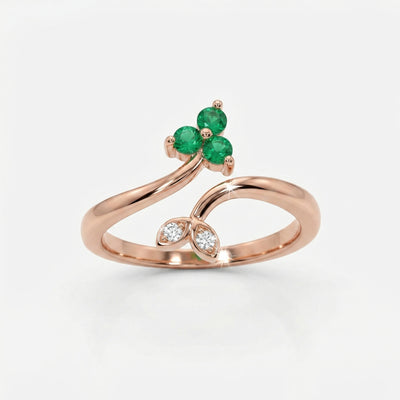 Emerald Clover Rose Gold Bypass Toe Rings