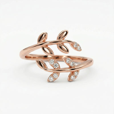 Rose Gold Laurel Leaf Shimmer Toe Rings