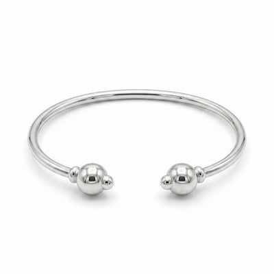 Minimalist Orb-End Silver Cuff