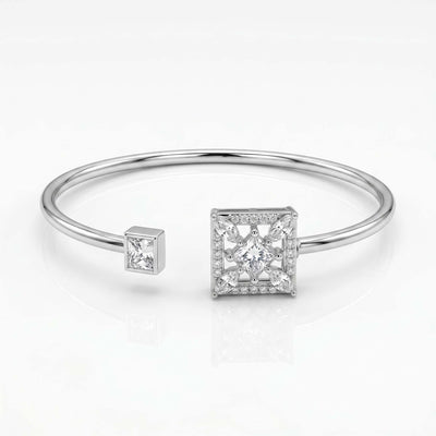 Geometric Square Halo Silver Open Kada
