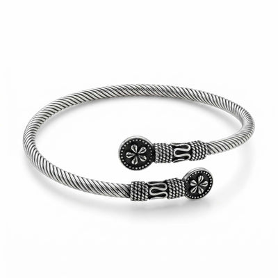 Oxidized Tribal Floral Rope Cuff