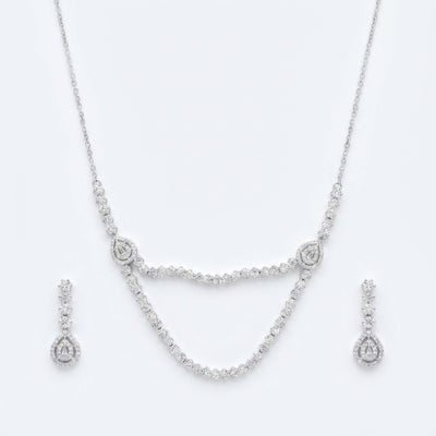 Double-Layered Teardrop Halo Necklace Set