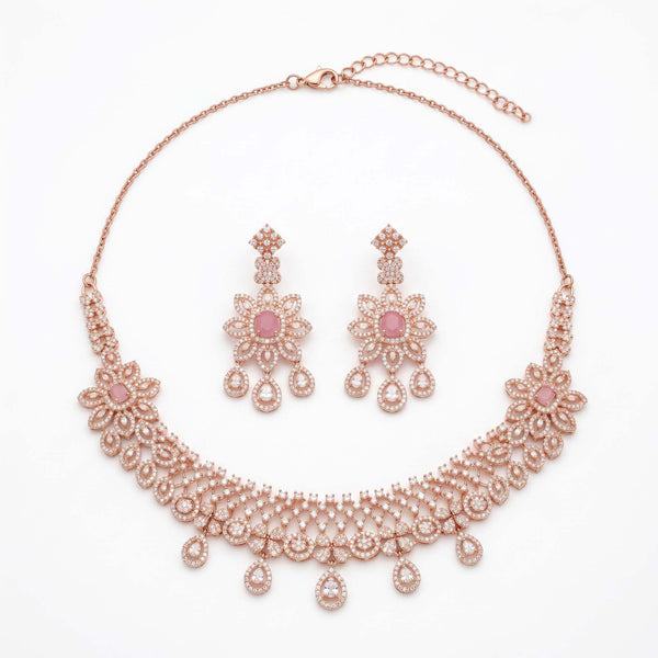 Rose Gold Floral Filigree Necklace Set - Flâneur Global® | FG | 925 Fine Silver Jewelry & Accessories